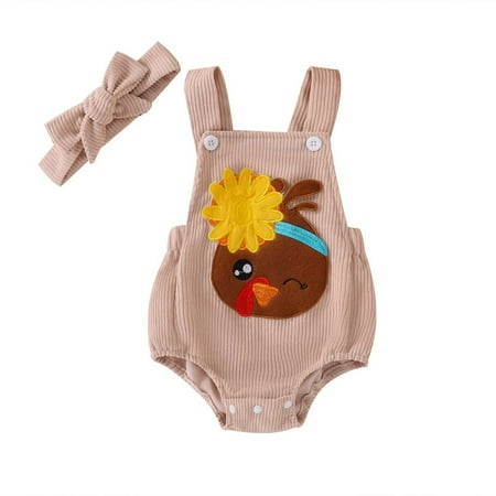 

Zhencn Boys Girls Sleeveless Turkey Pumpkin Printing Romper Bodysuits Baby Clothing 12-18 Months