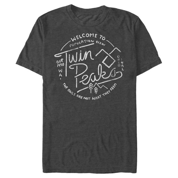 Men's Twin Peaks Welcome Sign Graphic Tee Charcoal Heather 3X Large