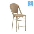 thumbnail image 2 of Flash Furniture Lourdes Set of 2 Stackable Indoor/Outdoor Bistro 26" High Counter Height Stools, Commercial Grade, Natural/White and Light Natural Finish, 2 of 13