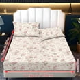 thumbnail image 6 of ZIATUBLES 3 Pcs Full Size Sheet Set, Soft Comfort Bedding Sets with 1 Fitted Sheet and 2 Pillowcases, Cooling Cozy All-Season Bed Sheets, Light Pink Rose Printed, 6 of 9