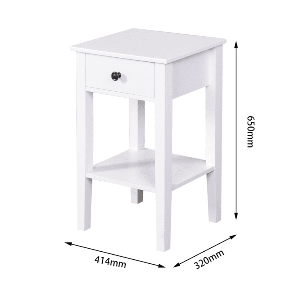 Kadyn Floor-standing Storage Table, MDF End Table with a Drawer, Bathroom Storage Table for Living Room, White