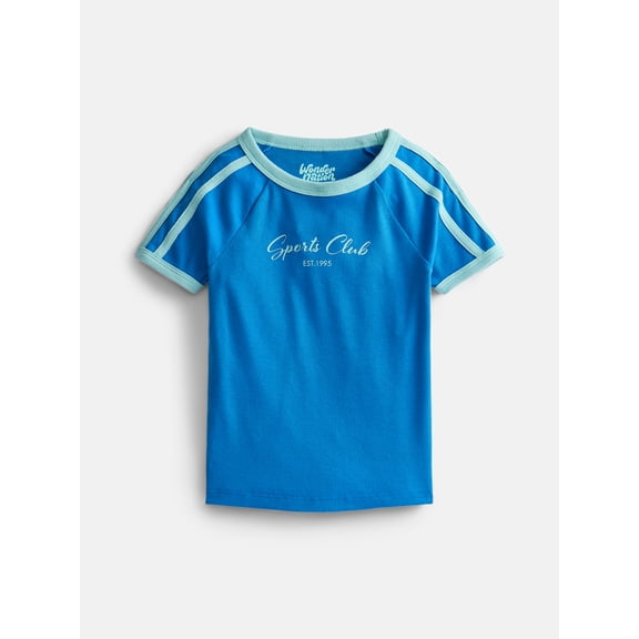 Wonder Nation Girls Sporty Graphic Top with Short Sleeves, Sizes 4-18 & Plus
