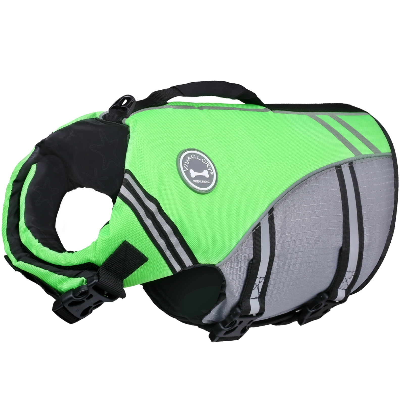 VIVAGLORY Dog Life Jacket Vest for Swimming, Sports Style, Bright Green, Large