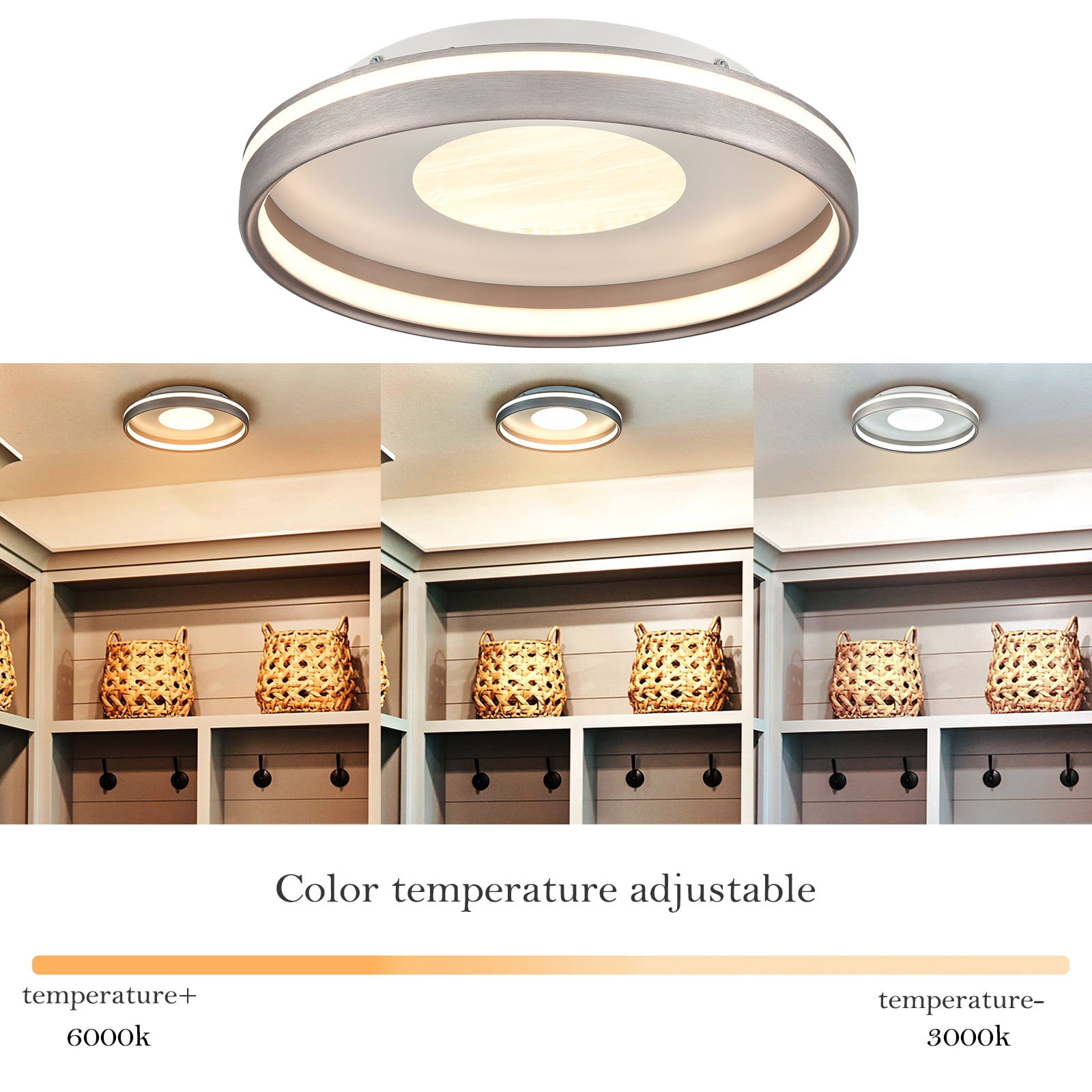 Ancona Modern LED Flush Mount Ceiling Light with Remote Control