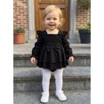 thumbnail image 6 of RUINIXCW Newborn Baby Girl Smocked Romper Dress Princess Birthday Baptism Wedding Party Dress Infant Baby Girls Spring Fall Clothes Square Neck Puff Long Sleeve Ruffled Dress, 6 of 10