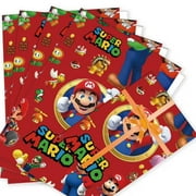 5pcs Mario Gift Wrapping Paper 19.6" x 27.5" Kraft Paper Wrapping Paper Sheets Pack for Birthday Gift, Mario Party Decoration
