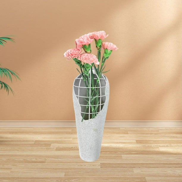 Reparación de la cuadrícula hueca Arte de hierro Jarrón de mesa Decoración de la mesa resistente contenedor de disposición floral Multipropósito para 16x43x6cm
