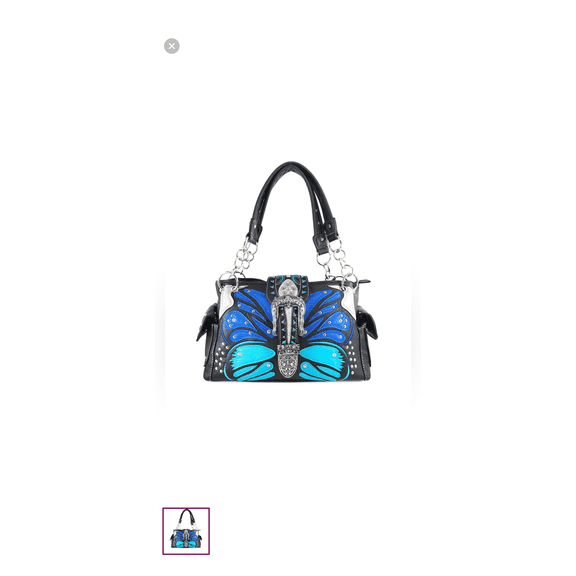 Blue Butterfly Camouflage Cross Art Buckle Women's Handbag Purse