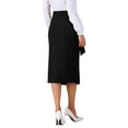 thumbnail image 3 of INSPIRE CHIC Women's Work Midi Skirt Straight Knot Split Hem High Waisted Skirts XS Black, 3 of 6