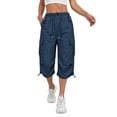 thumbnail image 3 of SwiftWear Women's High Waist Cargo Capri Pants Straight Leg Loose Pants with Pockets Drawstring Elastic Waist, 3 of 7