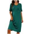 thumbnail image 2 of Ynynloco Women's Short Sleeve Crew Neck Swing Midi Dress Casual Loose T-Shirt Dresses with Pockets, 2 of 7