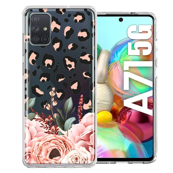MUNDAZE Case For Samsung Galaxy A71 4G Classy Blush Peach Peony Rose Flowers Leopard Phone Cover