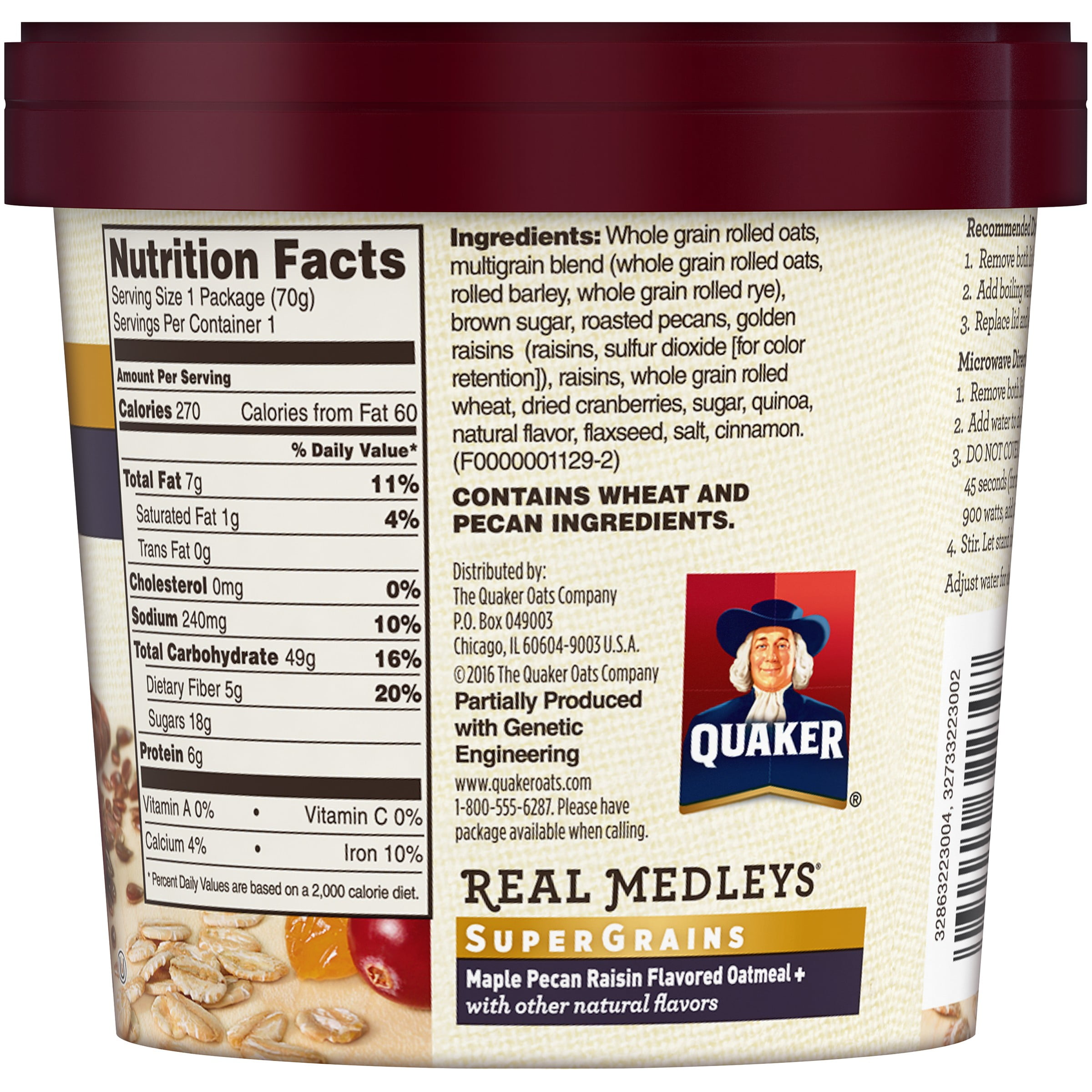 30 Quaker Oatmeal Nutrition Label - Labels Database 2020