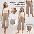 thumbnail image 2 of SWQZVT Women's Wide Leg Palazzo Lounge Capri Pants with Pockets High Waist Cropped Yoga Casual Pajama Pants, 2 of 6