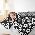thumbnail image 4 of Homewish White Black Floral 7 Pieces Full Size Bedding Sets,Cute Cartoon Style Full Size Bed in a Bag,Black Reversible, 4 of 8