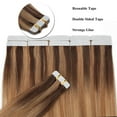 thumbnail image 5 of SEGO 20pcs Human Hair Extensions Tape in Balayage Chocolate Brown Natural Hair Extensions Tape in Real Hair Straight 12-24 inch, 5 of 8
