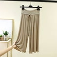 thumbnail image 2 of SROBPTY Womens Pajama Shorts Solid Capris Elastic Waist Wide Leg Pants, 2 of 5