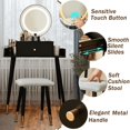 thumbnail image 5 of JanflyHome Vanity Desk, Makeup Vanity Table Set with Stool, Vanity Table with Mirror and Light Power Outlet, Adjustable, Black, 5 of 9