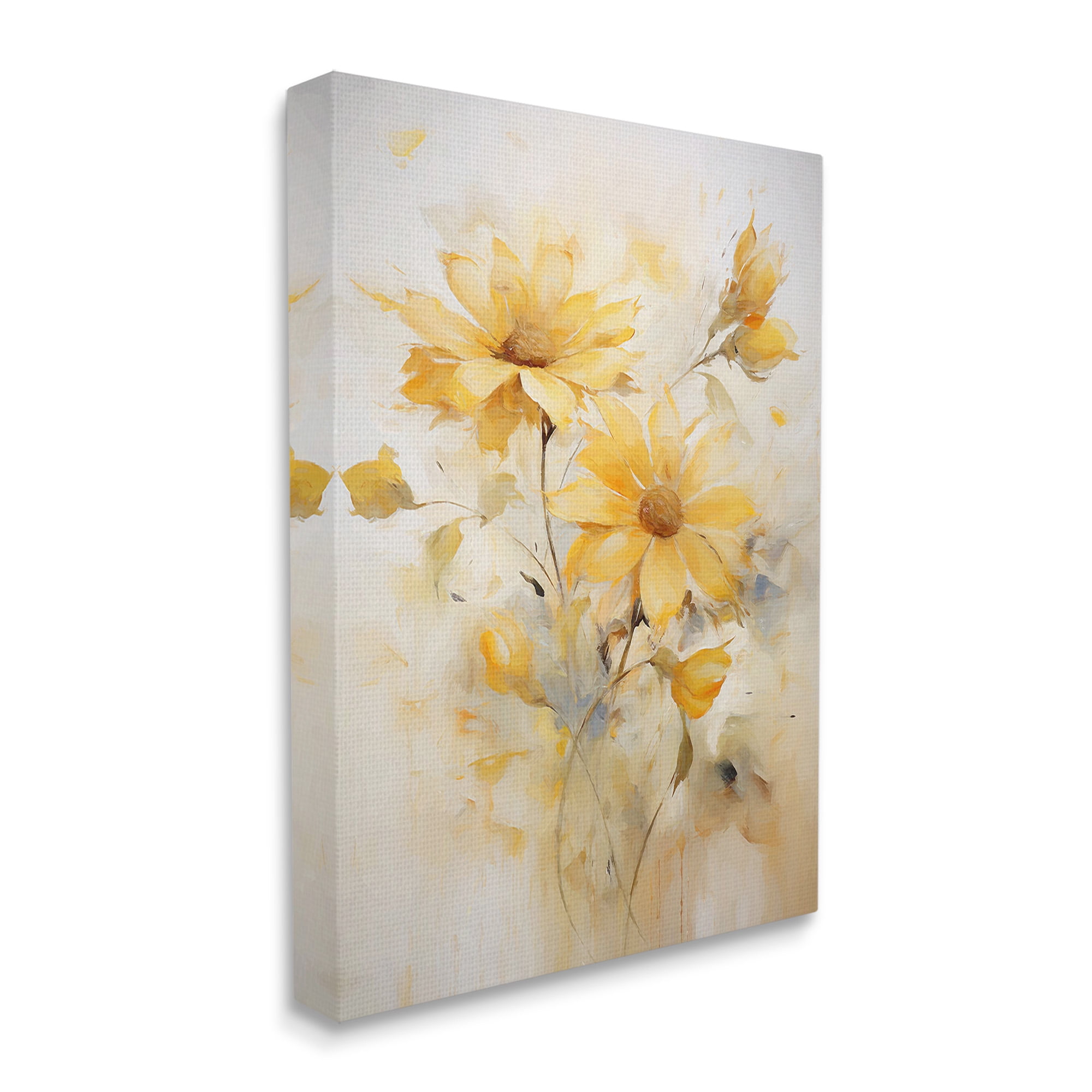 Stupell Industries Abstract Daisy Sprigs Botanical & Floral Painting Gallery Wrapped Canvas Art Print Wall Art, 16 x 20