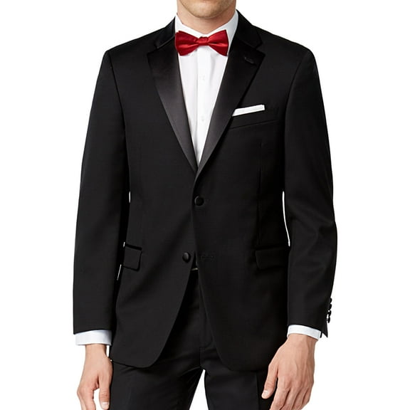 Tommy Hilfiger Mens Side Vent Two Button Blazer Jacket, Black, 36 Short