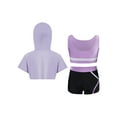 thumbnail image 2 of Fldy Kids Girls Sports Suit Cropped Hoodie Sleeveless Vest with Match Shorts Workout Tracksuit Light Purple 16, 2 of 7