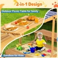 thumbnail image 2 of Haverchai Kid Sandbox with Lid, Outdoor Wooden Sand Boxes with Kids Picnic Table, Sandpit with Cover Canopy, Toddler Outdoor Playhouse with 2 Bench, Adjustable Roof & Bottom Liner for Backyard, Beach, 2 of 9