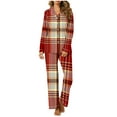 thumbnail image 2 of FAIWAD Womens Plaid Pajama Sets Long Sleeve Lapel Shirt and Pajamas Pants 2 Piece Button Nightwear Set, 2 of 6