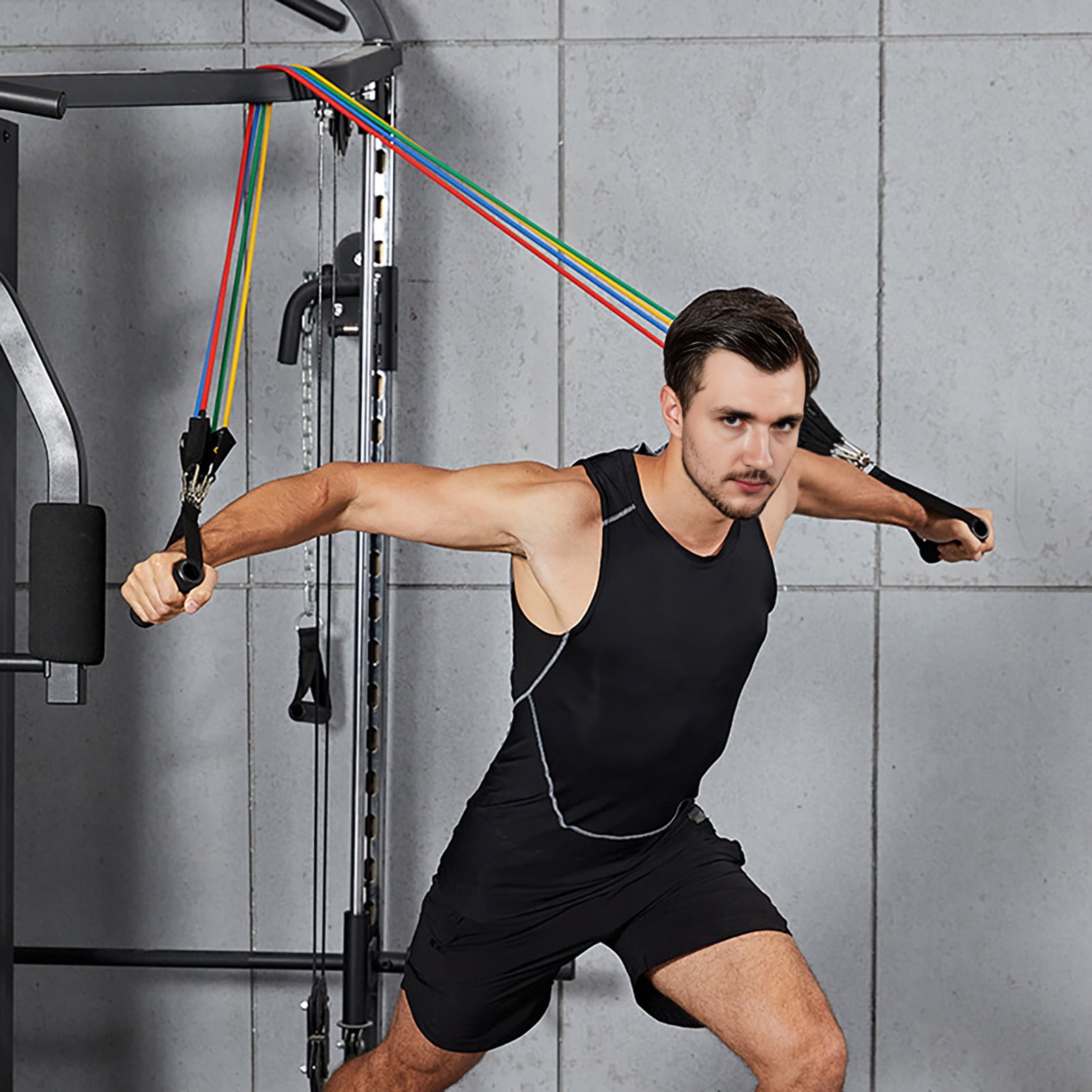 YIFAEUX 11 Pcs Resistance Bands Set Stretch Exercise Bands with Handles Home Gym Workout Bands Up to 100lbs for Physical Therapy Strength Training