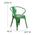 thumbnail image 6 of Flash Furniture Commercial Grade Green Metal Indoor-Outdoor Chair with Arms, 6 of 12