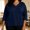 Navy v neck 3/4 sleeve plus size blouse women a1, variant on thefmos Women's V Neck 3/4 Sleeve Pullover Blouse with Pocket Plus Size Solid Color Casual Top Trendy Fall Spring Outfit, Black 2XL