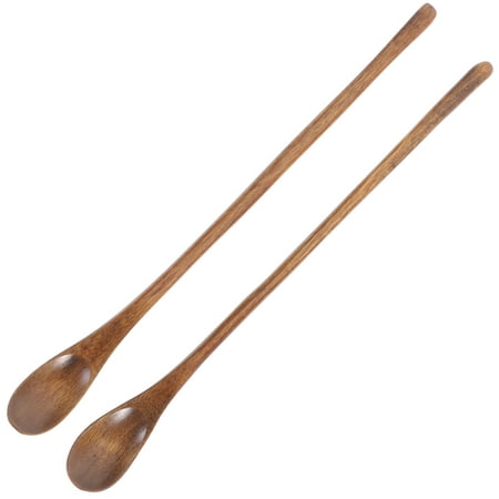 

2PCS Long Handle Coffee Spoon Japanese Style Stirring Wooden Spoon Retro Honey Spoon Nanmu Small Spoon
