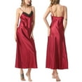 thumbnail image 7 of EFINNY Women's Nightdress Silk Lace Satin Nightgowns Long Chemise Sleepwear Sleeveless Full Slip Nightdress, 7 of 7