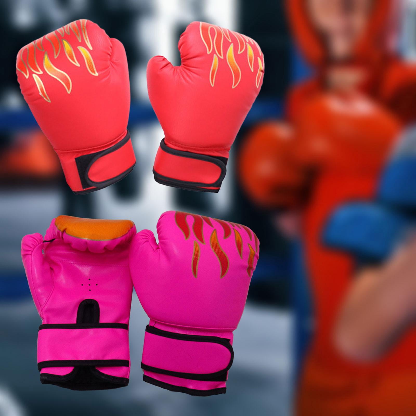 Baoblaze 2 Pair of Kids Boxing Gloves Beginners Home Gym Punching Bag Sparring Gloves Pink and Red