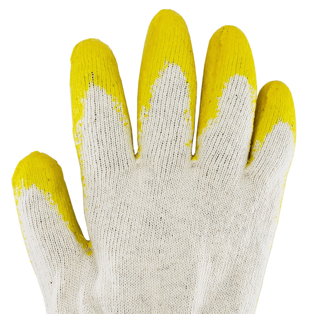 40 Pairs, The Elixir String Knit Palm, Yellow Latex Dipped Nitrile Coated  Work Gloves for General Purpose, Safety Working Gloves, Made in Korea 