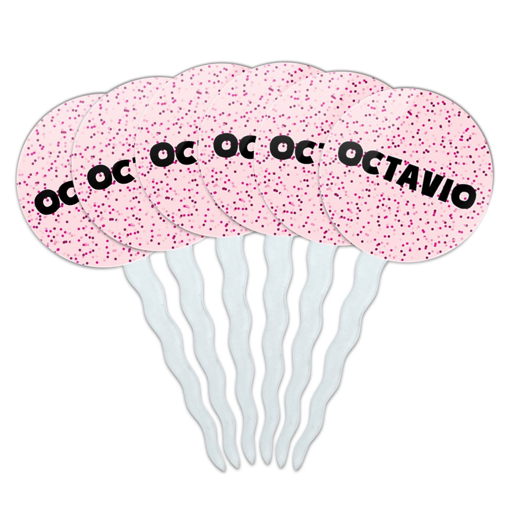 Octavio Cupcake Picks Toppers - Set of 6 - Pink Speckles
