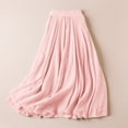 thumbnail image 4 of felwors Women's Cotton Linen Maxi Skirt - Flowy Boho Long Skirt with Ruffled Hem for Casual, Beach, Summer (Pink, L), 4 of 5