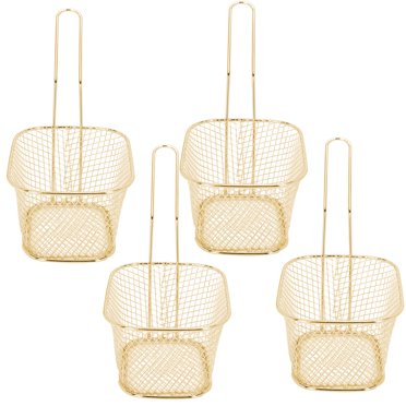 Filfeel French Fries Strainer, Fry Basket, 4Pcs For Chips, Fries, Shrimps, Wedges Various Cooking Functions