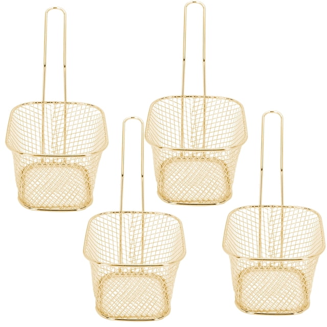 Filfeel French Fries Strainer, Fry Basket, 4Pcs For Chips, Fries, Shrimps, Wedges Various Cooking Functions
