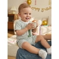 thumbnail image 3 of BemeyourBBs Baby Boys First Birthday Outfits One Years Old Birthday Clothes Waffle Knit Number Embroidery Striped Short Sleeve TShirt Tops and Shorts Set, 3 of 9