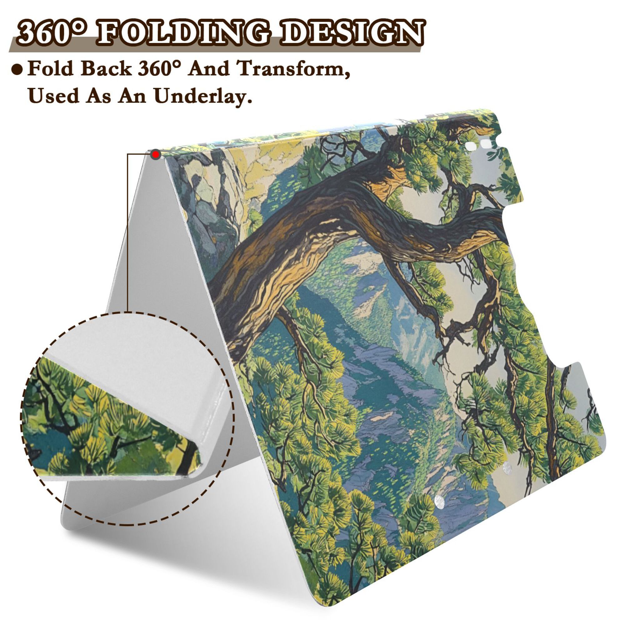 FORMRS A4 Clipboard Folder with Pen Holder Horizontal Foldable School Office Binder, Pine Tree