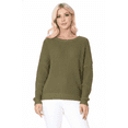 thumbnail image 2 of Yemak Women's Oversized Waffle Knit Sweater Pullover with Back Bow MK8224-OLV-S-BD, 2 of 4