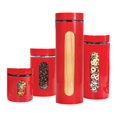 thumbnail image 1 of JS Gourmet - Ensemble de 4 Conteneurs de Rangement en Acier Inoxydable, Rouge, 1 of 2