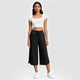 thumbnail image 6 of Barrel Pants for Women Cropped Linen Capris Petite Drawstring Wide Leg Cotton 2026 Casual Summer Boho Baggy Palazzo Pull On Trousers Black 2XL, 6 of 7