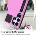 thumbnail image 4 of FIEWESEY Compatible with Samsung Galaxy S23 Ultra Case Wallet Card Holder Sliding Cover Credit Card Slot ID Pocket Dual Layer Hybrid Protective for Samsung Galaxy S23 Ultra(Pink), 4 of 7
