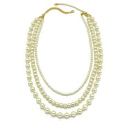 Time and Tru Women's Interchangeable Triple Faux Pearl Necklace 26" with Extender