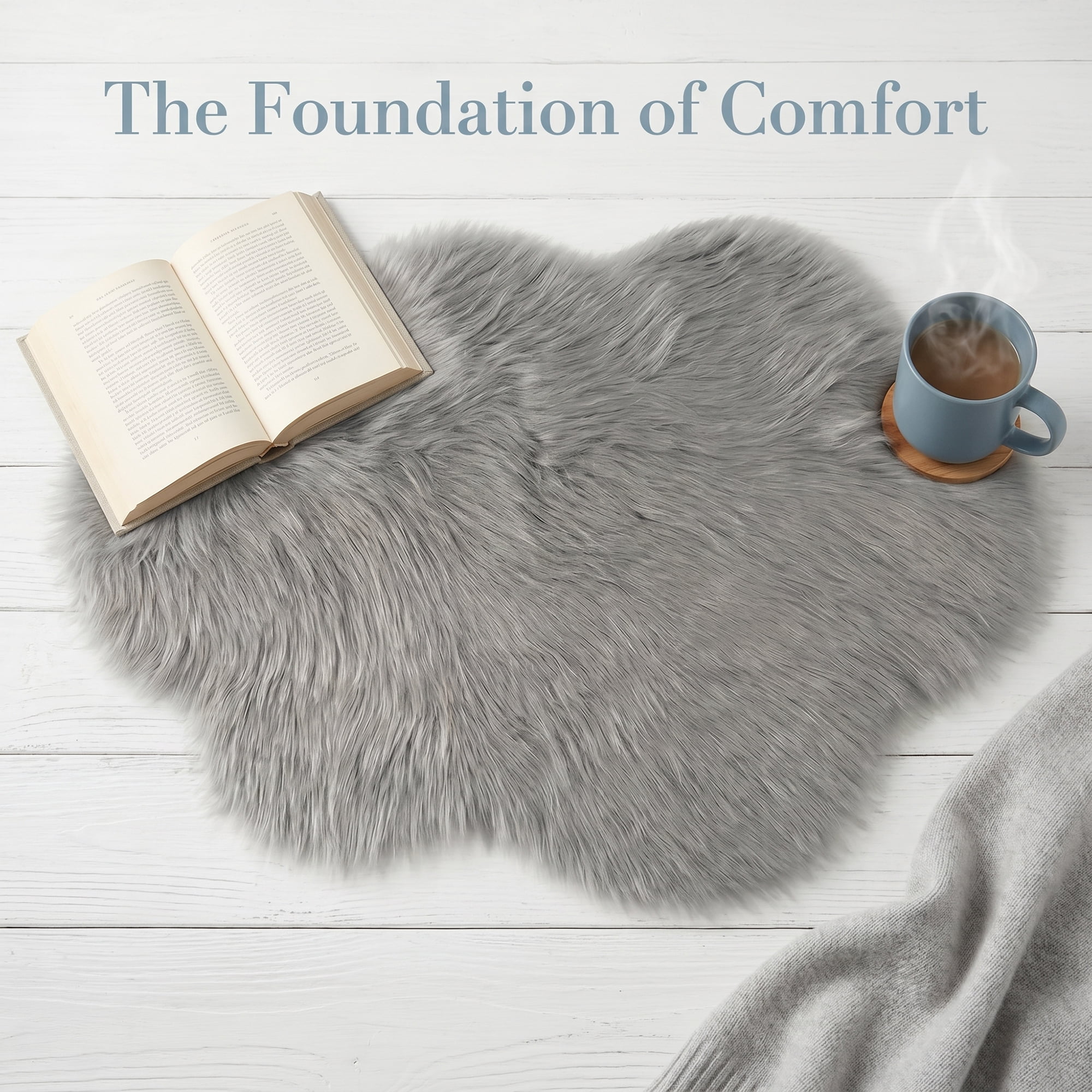 Unique Bargains Soft Shaggy Area Rug Washable Fluffy Bedroom Rug Non Slip 35" x 24" Gray
