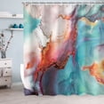 thumbnail image 3 of Teal Marble Shower Curtain, Orange Abstract Bathroom Curtain, Red Blue Watercolor Shower Curtains Set with 12 Hooks, Ombre Marble Bathroom Decor, 72"x72", 3 of 6