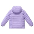 thumbnail image 3 of Spazoro Girls Hooded Puffer Jacket, Long Sleeve Regular Fit Solid Color Packable Full Zip Warm Winter Outerwear Coat for Kids Purple Size 3-4 T, 3 of 6
