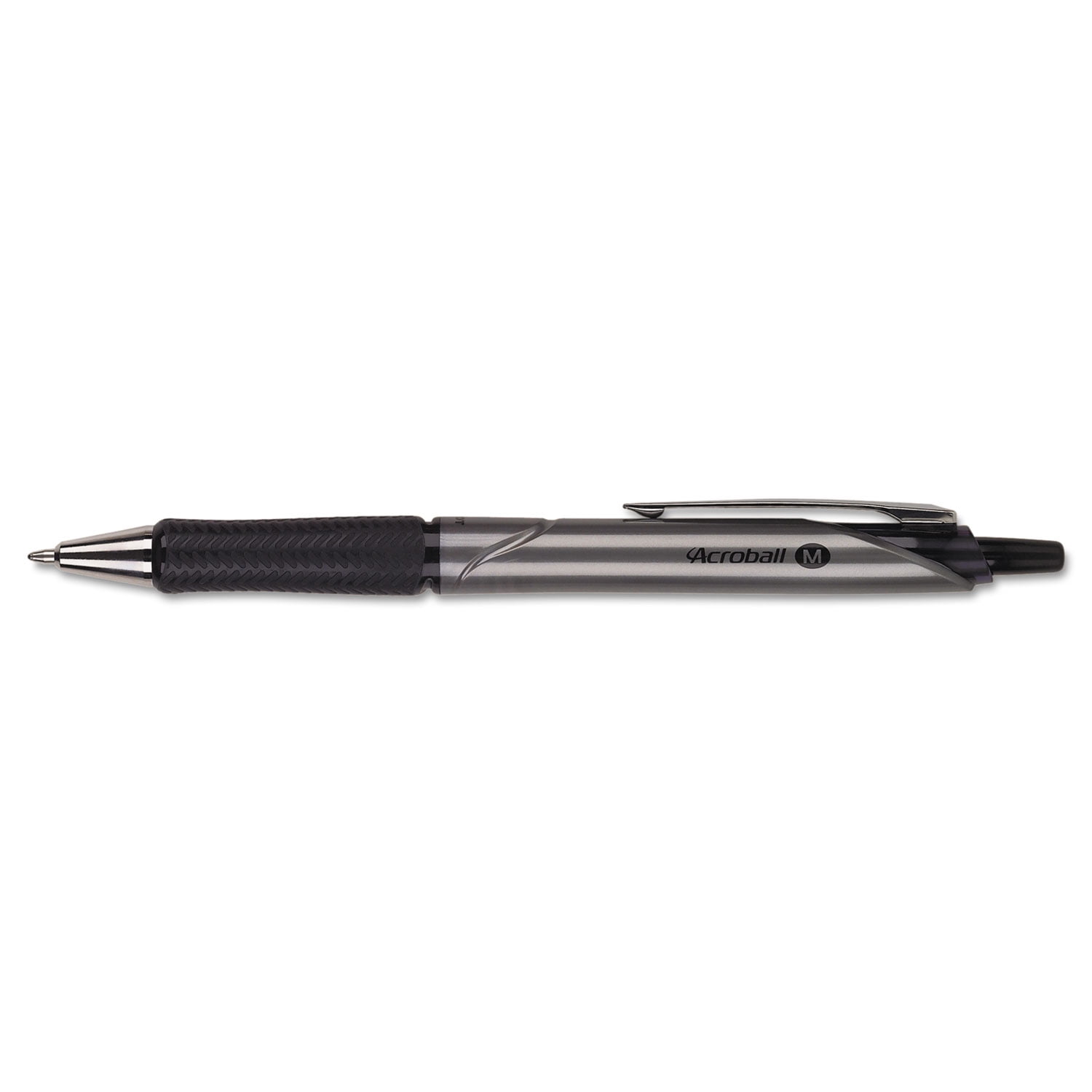 Acroball Pro Retractable Ballpoint Pen 1 mm, Black Ink, Silver Barrel, Dozen