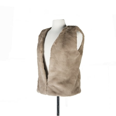 - FAUX RABBIT FUR VEST - TAN SIZE L